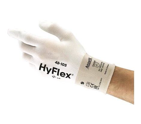 Povrstvené rukavice ANSELL HYFLEX 48-105 biele, veľ. 7