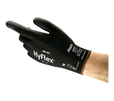 Povrstvené rukavice ANSELL HYFLEX 48-101 čierne, veľ. 08
