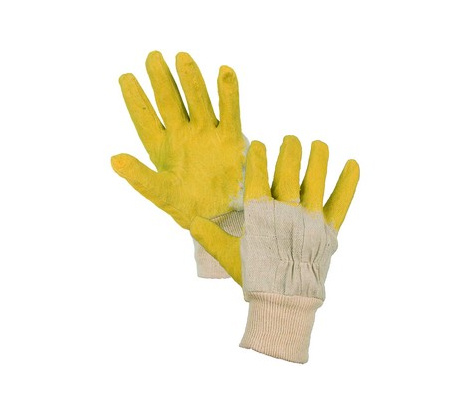 Povrstvené rukavice DETA bielo-žlté, veľ. 10