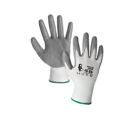 Povrstvené rukavice ABRAK, bielo-šedé, veľ. 11
