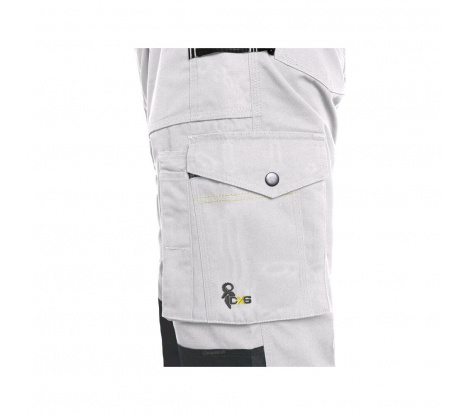 Biele pánske pracovné nohavice na traky CXS Stretch, veľ. 62