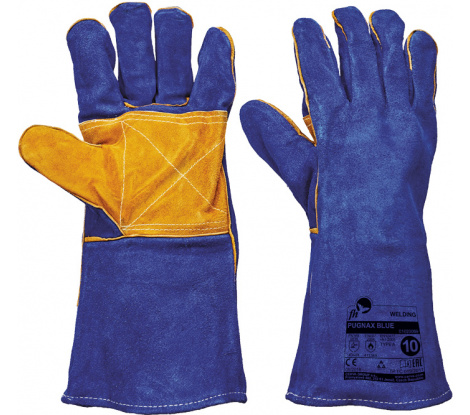Zváračské rukavice FF Pugnax Blue, zosilnená dlaň a prsty, kevlar švy, veľ. 10