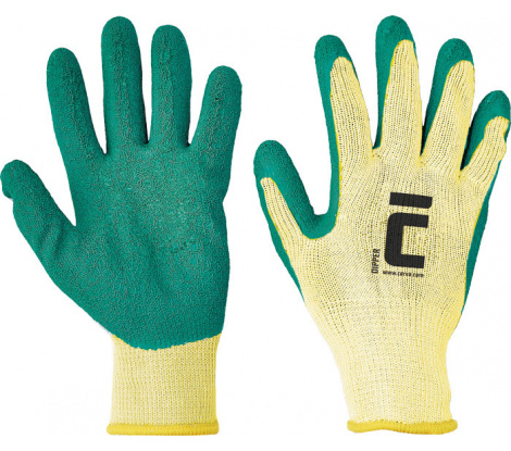 DIPPER rukavice máčané v zelenom latexe veľ. 7