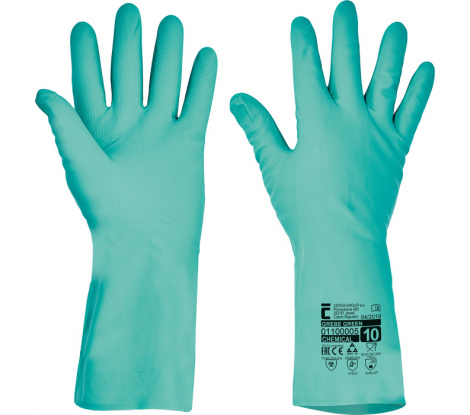 GREBE rukavice nitril 33 cm zelené veľ. 7
