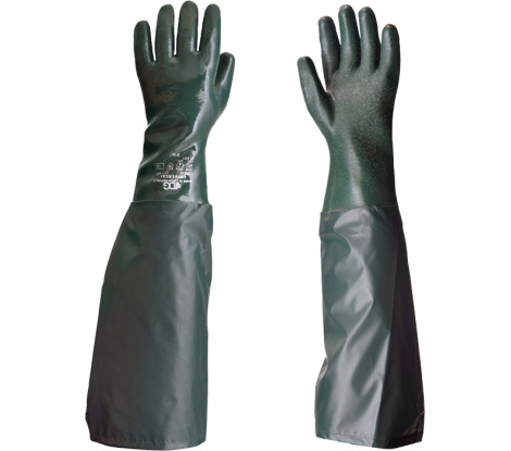UNIVERSAL zdrsnený rukavice s návlekom 65cm - zelené veľ. 10
