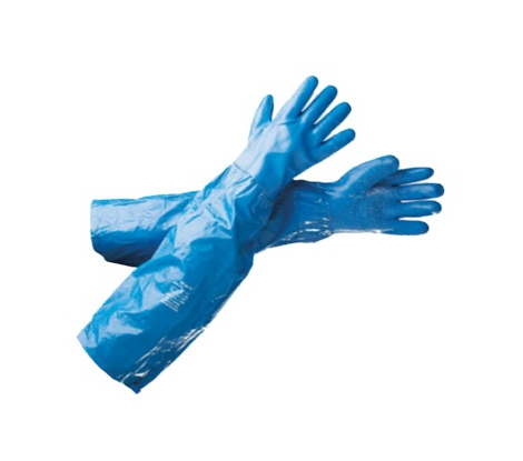 UNIVERSAL modré rukavice s návlekom 65 cm dlhé, veľ. 10