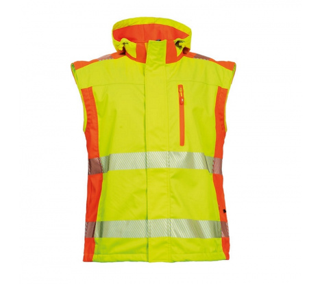 Reflexná softshellová bunda LATTON 2v1 žlto-oranžová veľ. S