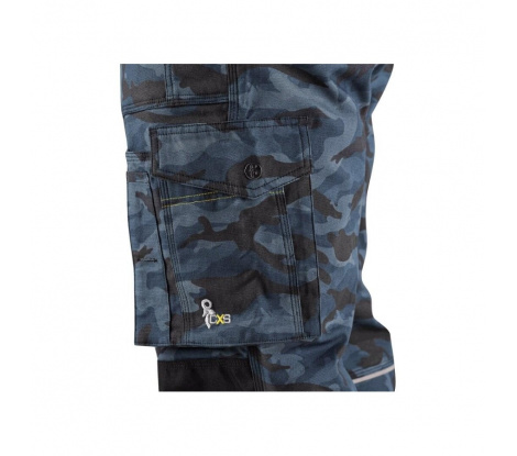 Pánske elastické nohavice CXS STRETCH maskáčovo modré, veľ. 54