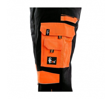 Nohavice na traky CXS SIRIUS BRIGHTON, čierno-oranžové, veľ. 50