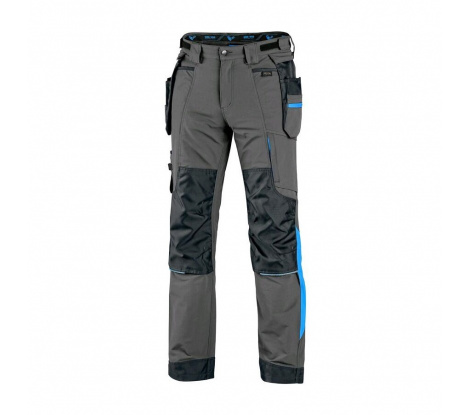Pánske nohavice do pása CXS NAOS šedo-čierne, modré doplnky veľ. 52