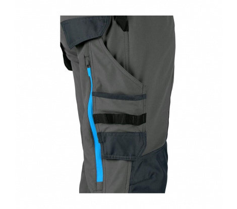 Pánske nohavice do pása CXS NAOS šedo-čierne, modré doplnky veľ. 52