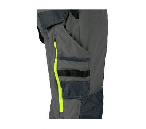 Pánske nohavice do pása CXS NAOS šedo-čierne, žlté doplnky veľ. 52