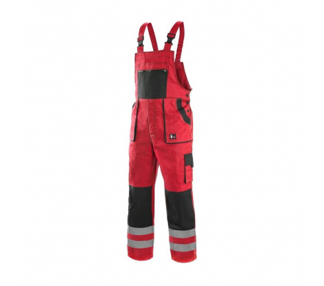 Pánske nohavice na traky CXS LUXY BRIGHT, červeno-čierne, veľ. 54