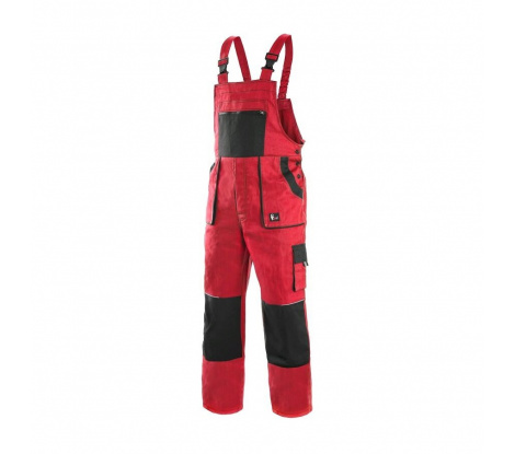 Pánske nohavice na traky CXS LUXY ROBIN, červeno-čierne, veľ. 48
