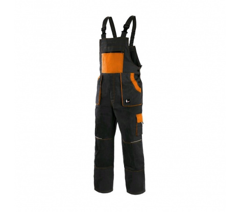 Pánske nohavice na traky CXS LUXY ROBIN, čierno-oranžové, veľ. 68