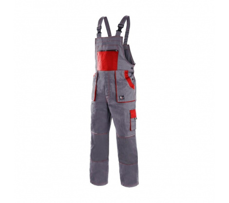 Pánske nohavice na traky CXS LUXY ROBIN, šedo-červené, veľ. 60
