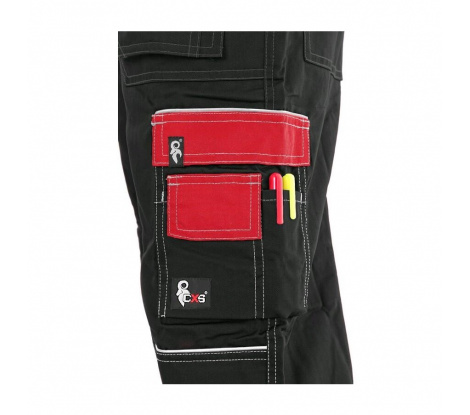 Pánske nohavice na traky CXS ORION KRYŠTOF, čierno-červené, veľ. 48