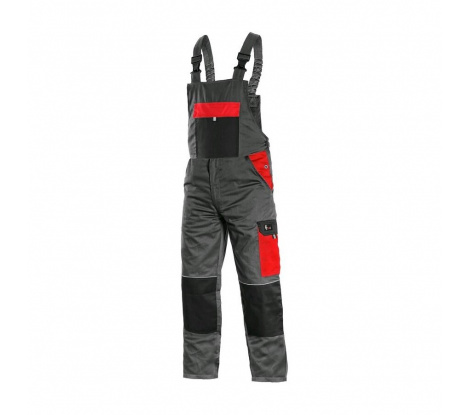 Pánske nohavice na traky CXS PHOENIX CRONOS, šedo-červené, veľ. 58