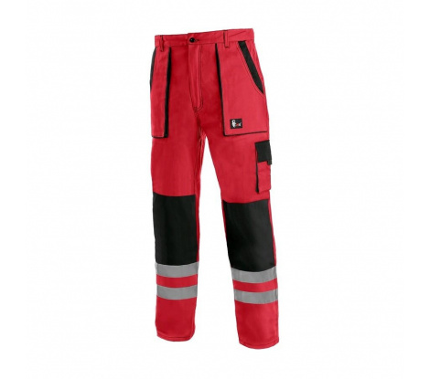 Pánske reflexné nohavice CXS LUXY BRIGHT, červeno-čierne, veľ. 58