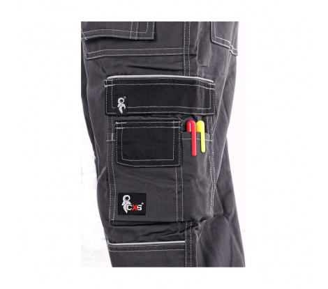 Skrátené pánske nohavice na traky CXS ORION KRYŠTOF sivo-čierne, veľ. 64