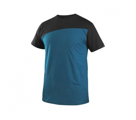 Pánske tričko s krátkym rukávom CXS OLSEN oceľovo modré-čierne, veľ. L