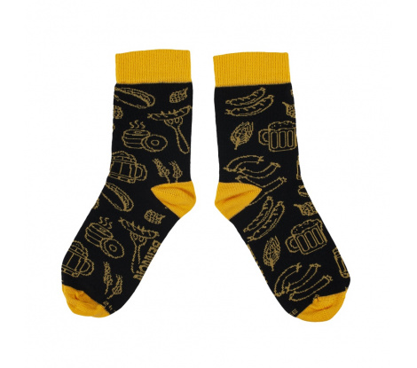 Veselé pracovné ponožky BENNONKY Beer Socks čierno-žlté, veľ. 39-41