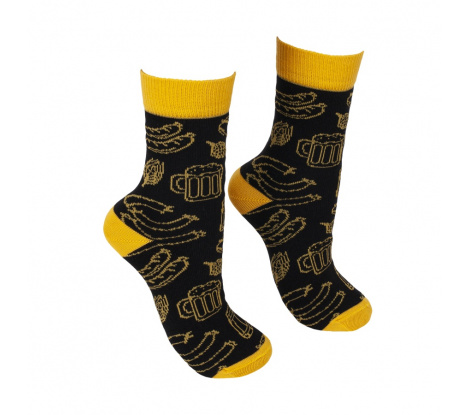 Veselé pracovné ponožky BENNONKY Beer Socks čierno-žlté, veľ. 42-44
