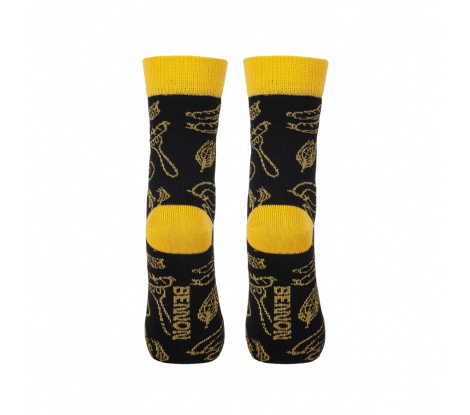 Veselé pracovné ponožky BENNONKY Beer Socks čierno-žlté, veľ. 42-44