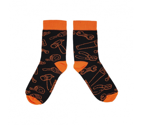 Veselé pracovné ponožky BENNONKY Tool Socks čierno-oranžové, veľ. 42-44