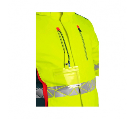 Pánska zimná softshellová bunda CXS BEDFORD WINTER žltá-petrolejová veľ. 3XL