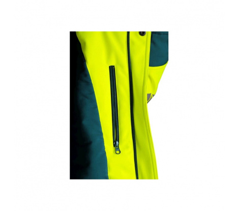 Pánska zimná softshellová bunda CXS BEDFORD WINTER žltá-petrolejová veľ. 2XL