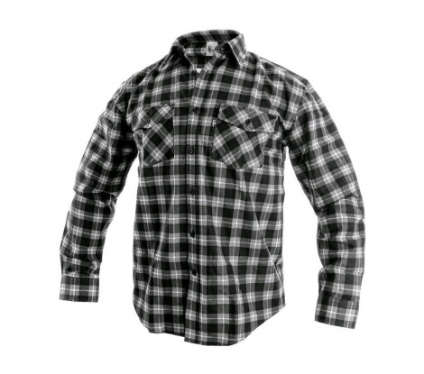 Flanelová košeľa CXS TOM s dlhým rukávom sivo-čierna veľ. 41/42
