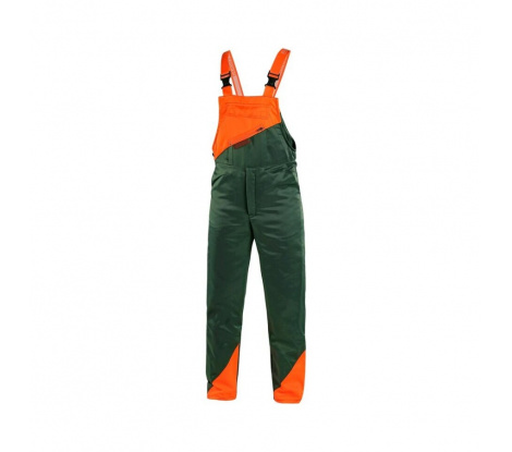 Pánske pilčícke nohavice s náprsenkou LESNÍK zeleno-oranžové veľ. 62
