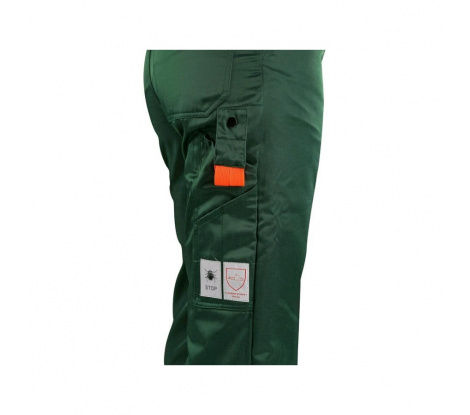 Pánske pilčícke nohavice s náprsenkou LESNÍK zeleno-oranžové veľ. 64