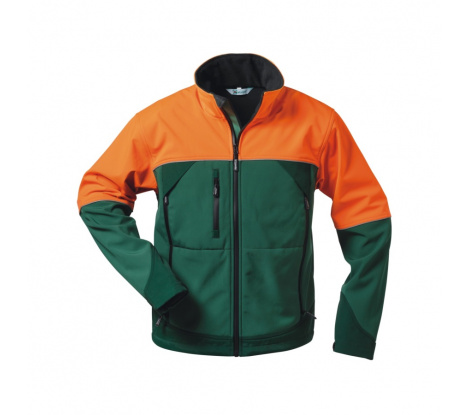 Pracovná lesnícka softshellová bunda SANDORN zeleno-oranžová veľ. M