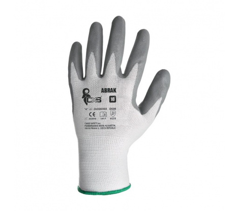 Povrstvené rukavice ABRAK bielo-šedé, veľ. 10