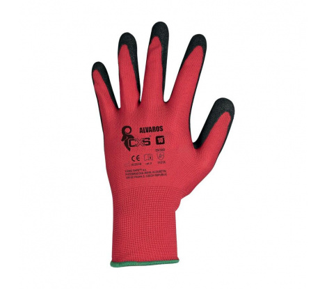 Pracovné rukavice Cxs Alvaros máčané v nitrile, červené, veľ. 6
