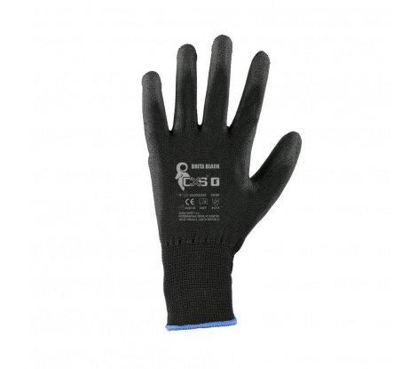 Pracovné rukavice Cxs Brita Black čierne, Nylon PU, veľ. 7