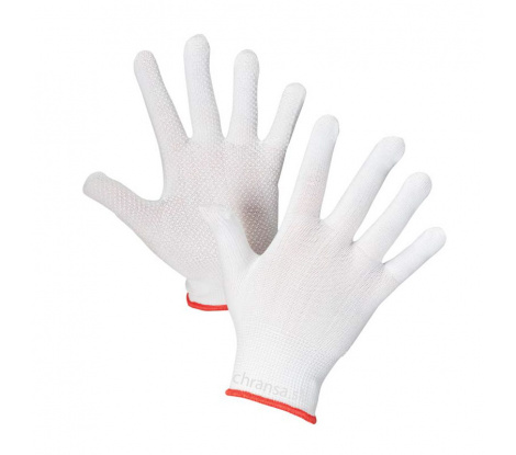 Textilné pracovné rukavice s PVC terčíkmi Aero BaseKnit 1511 biele veľ. S/6