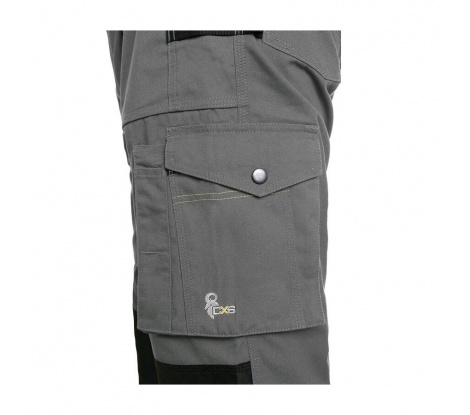 Pánske skrátené pracovné nohavice na traky 170-176cm, CXS STRETCH, sivé, veľ. 52