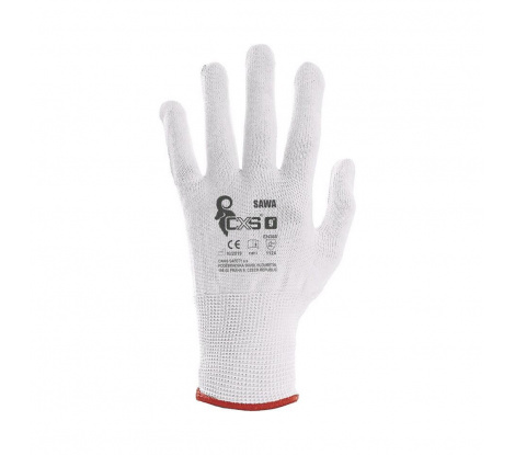 Textilné pracovné rukavice CXS Sawa biele, veľ. 6