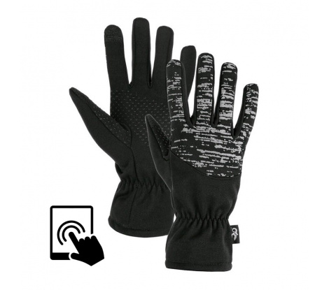 Zimné dotykové rukavice s reflexnou potlačou CXS Frey, veľ. 10