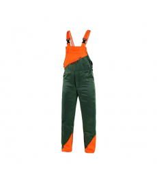 Pánske pilčícke nohavice s náprsenkou LESNÍK zeleno-oranžové